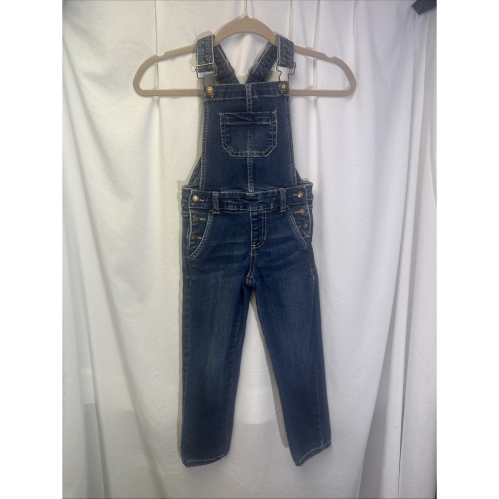 Falls Creek Girls Dark Wash Denim Overalls‎ Skinny Leg Size S (6/6X)
